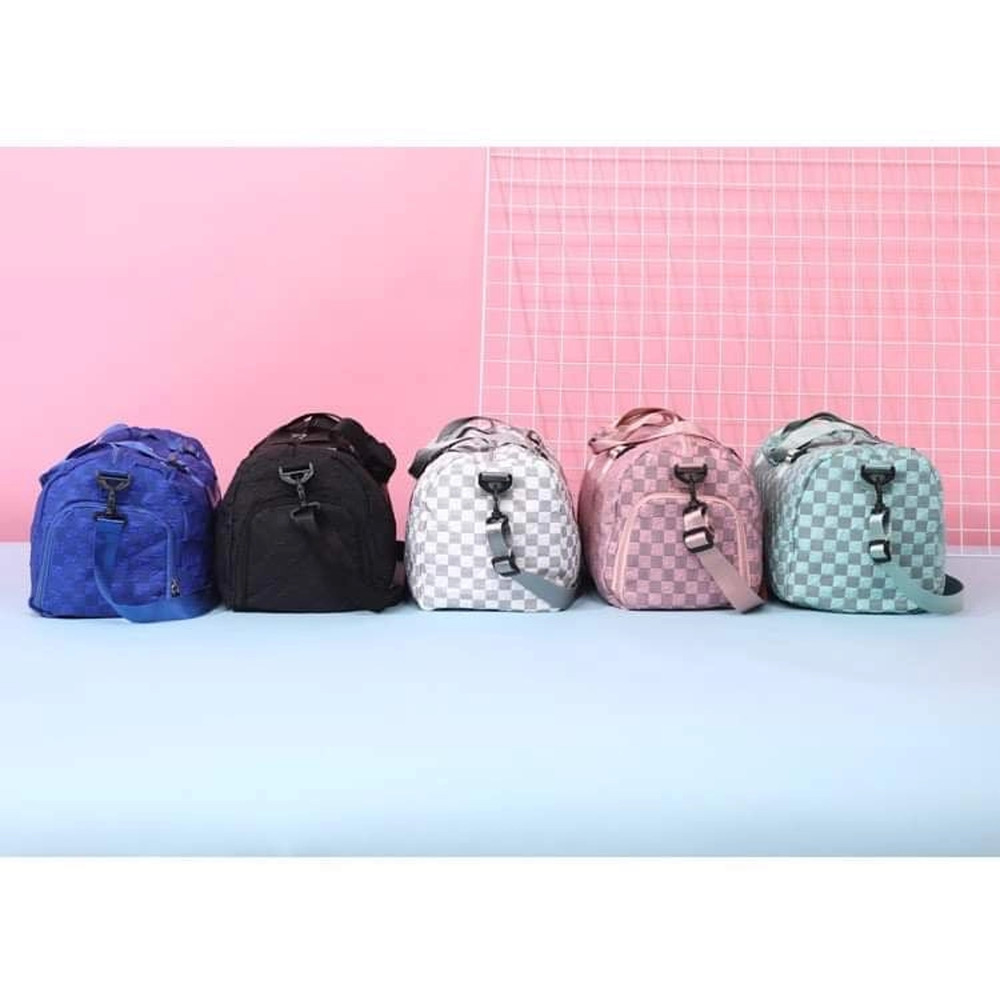 Textured Checkered Travel Duffel Weekender Pink - Picture 6 of 9
